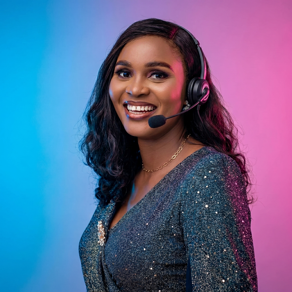 MC Priscyvibes with microphone